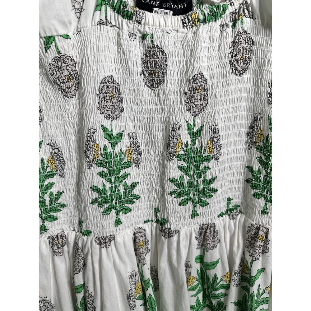Lane Bryant 100% Cotton Smocked Floral Maxi Dress | Plus Size Cottagecore 2XL - Picture 4 of 5